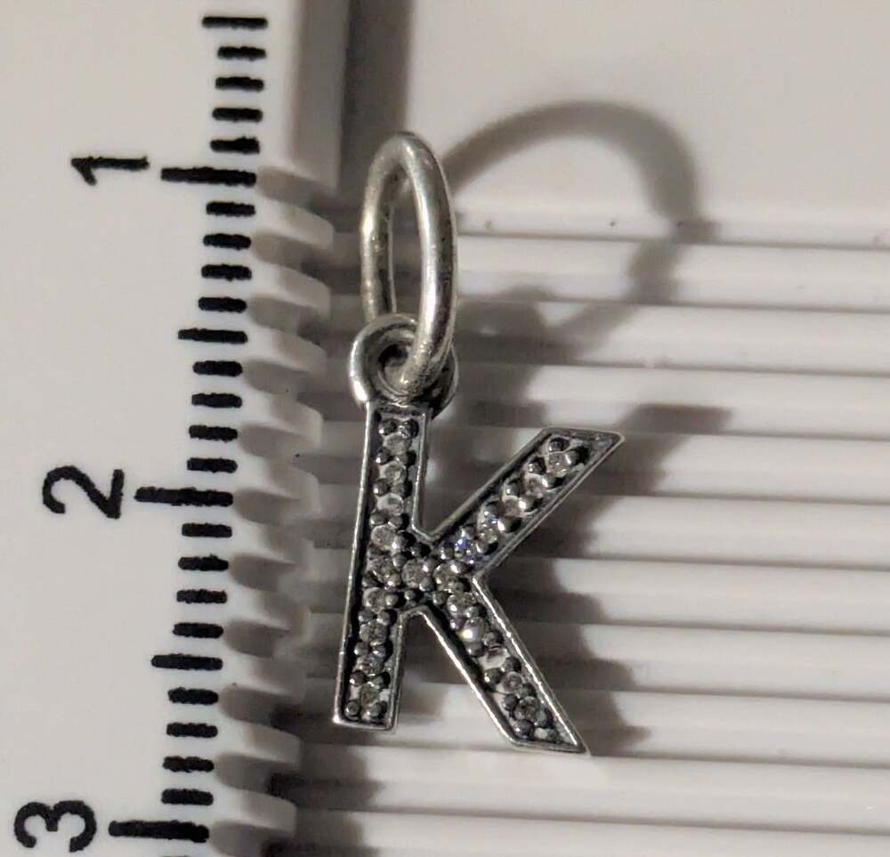 Pandora Letter K Pavé Sterling Silver CZ Dangle Charm